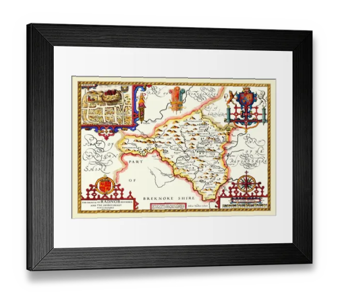 Framed Print : Old County Map of Radnorshire, Wales 1611 by John Speed Framed Print : Old County Map of Radnorshire, Wales 1611 by John Speed