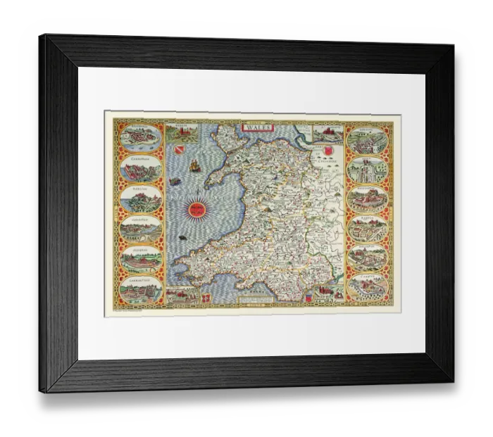 Framed Print : Old Map of Wales 1611 by John Speed Framed Print : Old Map of Wales 1611 by John Speed