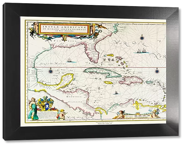 Old Map of The West Indies 1662 by Willem & Johan Blaue from the Theatrum Orbis Terrarum
