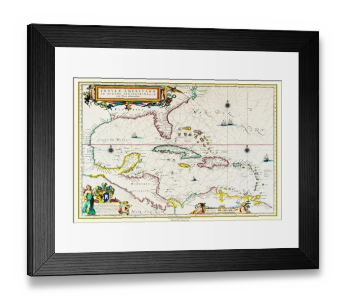 Framed Print : Old Map of The West Indies 1662 by Willem & Johan Blaue from the Theatrum Orbis Terrarum Framed Print : Old Map of The West Indies 1662 by Willem & Johan Blaue from the Theatrum Orbis Terrarum