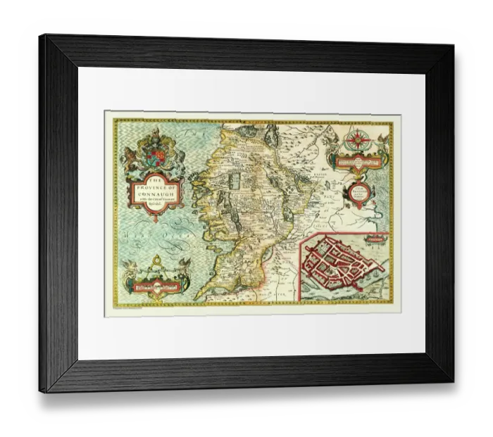 Framed Print : Old Map of The Province of Connacht, Ireland 1611 by John Speed