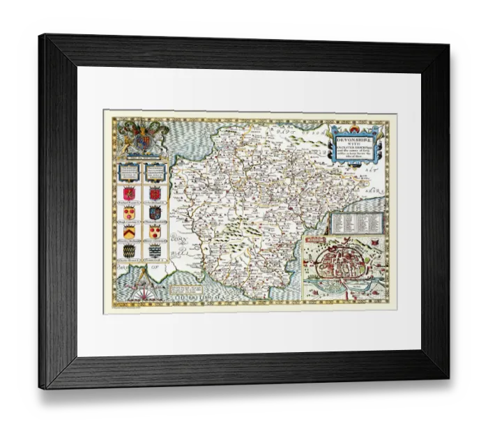 Framed Print : Old County Map of Devonshire 1611 by John Speed Framed Print : Old County Map of Devonshire 1611 by John Speed