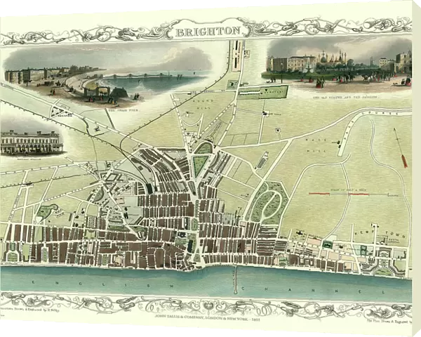 Old Map of Brighton 1851 by John Tallis