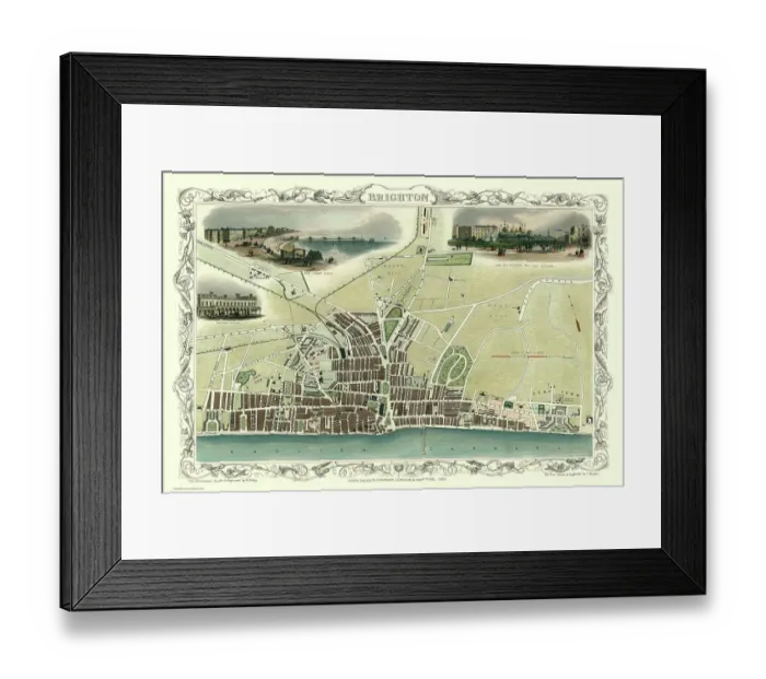 Framed Print : Old Map of Brighton 1851 by John Tallis Framed Print : Old Map of Brighton 1851 by John Tallis