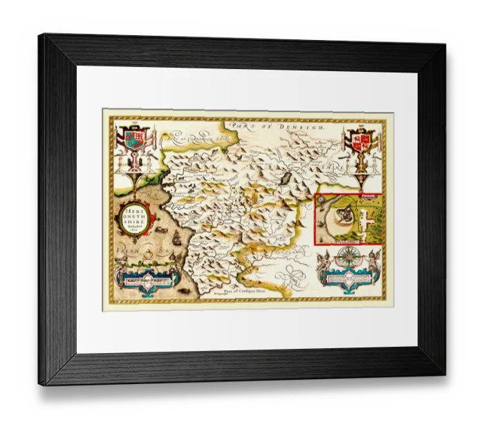 Framed Print : Old County Map of Merionethshire 1611 by John Speed
