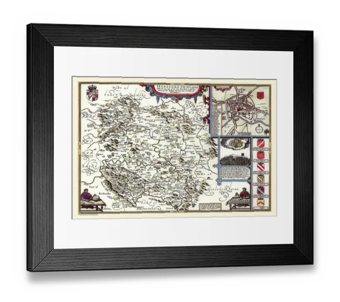 Framed Print : Old County Map of Herefordshire 1611 by John Speed Framed Print : Old County Map of Herefordshire 1611 by John Speed