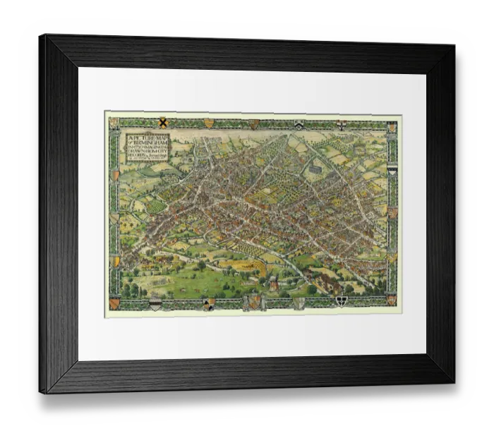 Framed Print : A Conjectural Picture Map of Birmingham In 1730 Framed Print : A Conjectural Picture Map of Birmingham In 1730