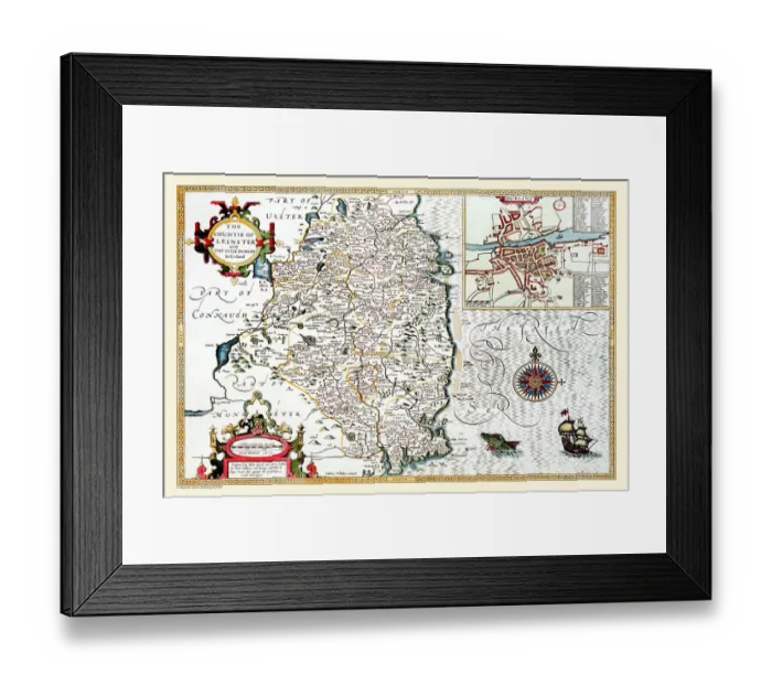 Framed Print : Old Map of The Province of Leinster, Ireland 1611 by John Speed Framed Print : Old Map of The Province of Leinster, Ireland 1611 by John Speed