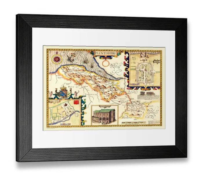 Framed Print : Old County Map of Flintshire 1611 by John Speed