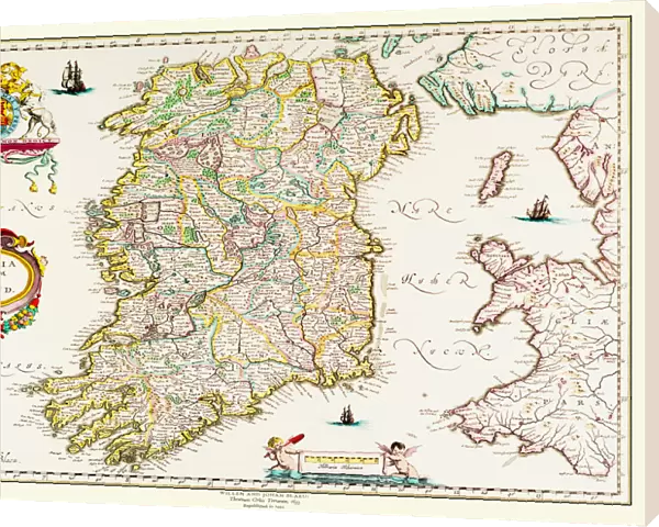 Old Map of Ireland 1635 by Willem & Johan Blaeu from the Theatrum Orbis Terrarum