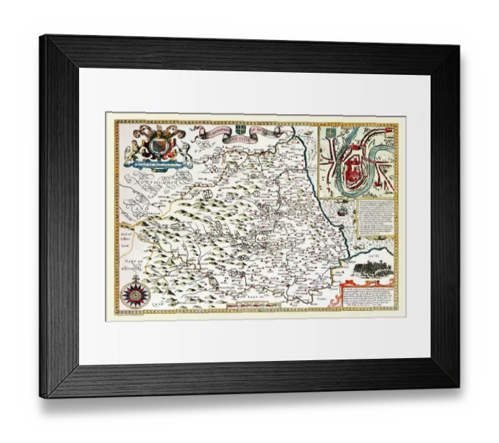 Framed Print : Old County Map of Durham 1611 by John Speed Framed Print : Old County Map of Durham 1611 by John Speed