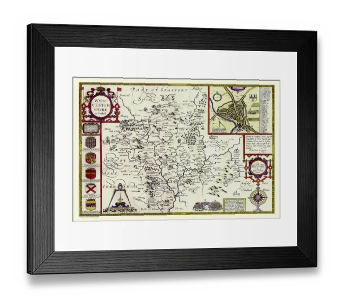 Framed Print : Old County Map of Worcestershire 1611 by John Speed Framed Print : Old County Map of Worcestershire 1611 by John Speed