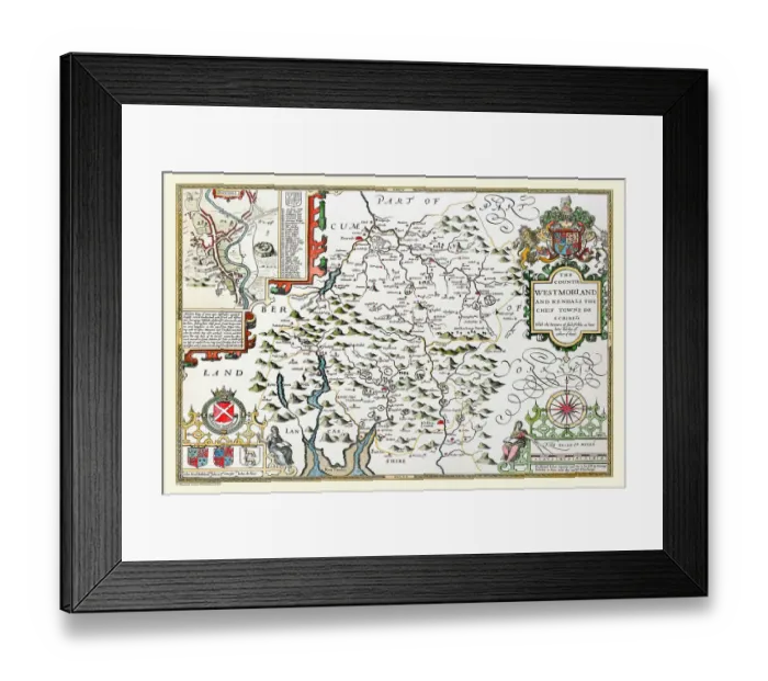 Framed Print : Old County Map of Westmorland 1611 by John Speed