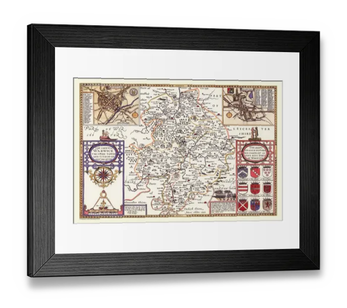 Framed Print : Old County Map of Warwickshire 1611 by John Speed Framed Print : Old County Map of Warwickshire 1611 by John Speed