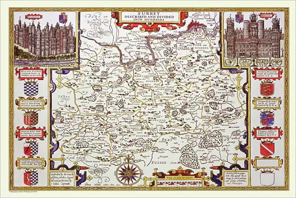 Old County Map of Sussex 1611 by John Speed