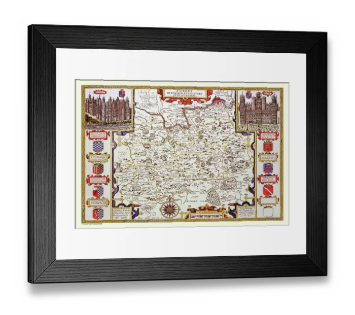 Framed Print : Old County Map of Sussex 1611 by John Speed