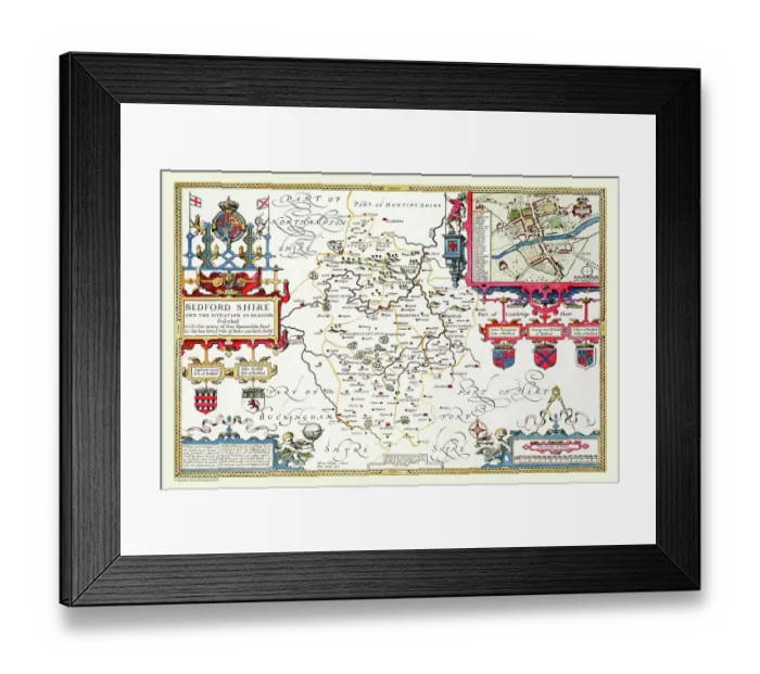 Framed Print : Old County Map of Bedfordshire 1611 by John Speed Framed Print : Old County Map of Bedfordshire 1611 by John Speed