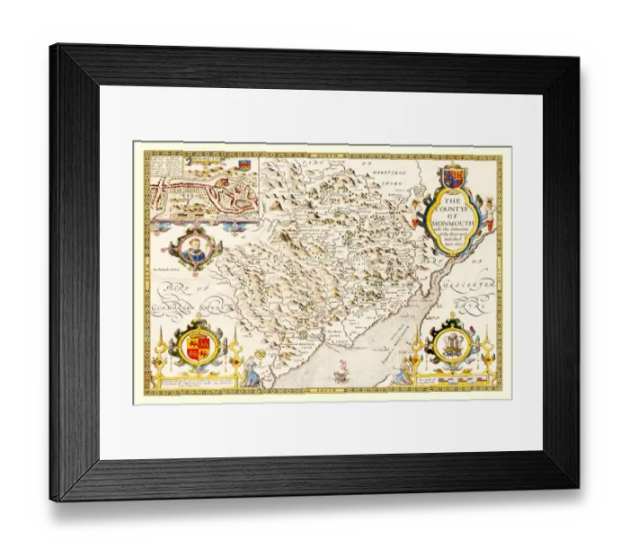 Framed Print : Old County Map of Monmouthshire 1611 by John Speed Framed Print : Old County Map of Monmouthshire 1611 by John Speed