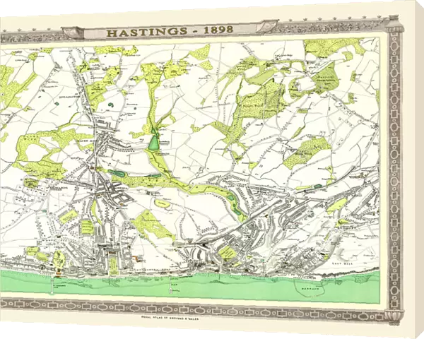 Old Map of Hastings 1898 from the Royal Atlas by Bartholomew