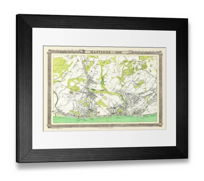 Framed Print : Old Map of Hastings 1898 from the Royal Atlas by Bartholomew Framed Print : Old Map of Hastings 1898 from the Royal Atlas by Bartholomew