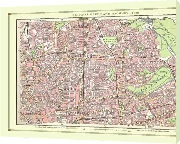 Old Street Map of Bethnal Green and Hackney 1908