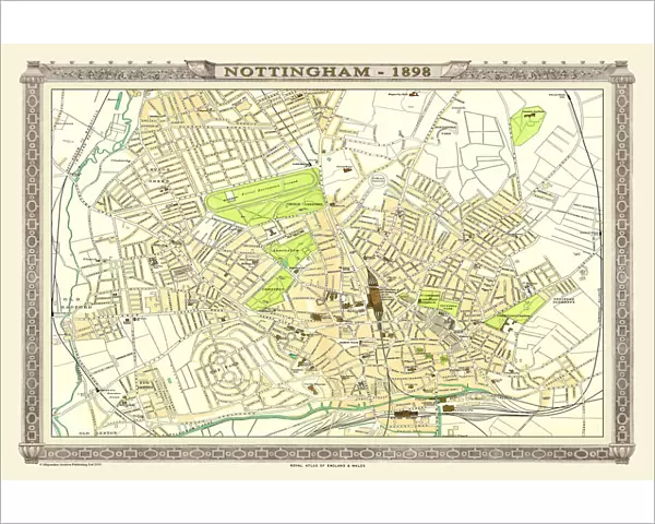 Old Map of Nottingham 1898 from the Royal Atlas by Bartholomew