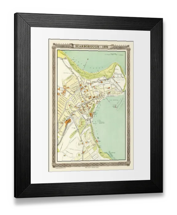 Framed Print : Old Map of Scarborough 1898 from the Royal Atlas by Bartholomew