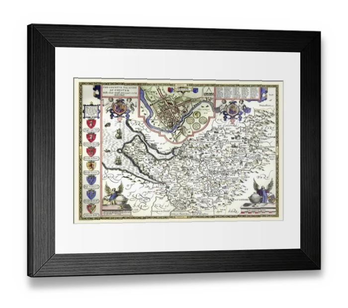 Framed Print : Old County Map of Cheshire 1611 by John Speed Framed Print : Old County Map of Cheshire 1611 by John Speed