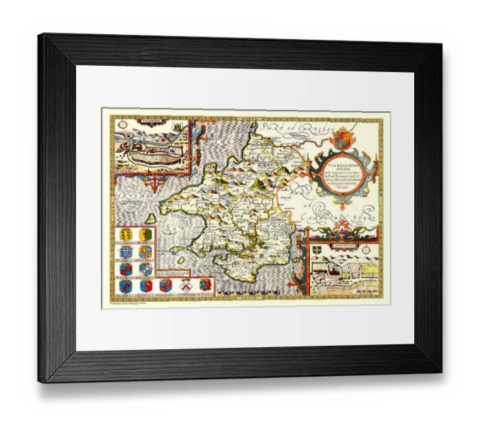 Framed Print : Old County Map of Pembrokeshire, Wales 1611 by John Speed Framed Print : Old County Map of Pembrokeshire, Wales 1611 by John Speed