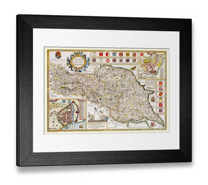 Framed Print : Old County Map of Yorkshire North and East Riding 1611 by John Speed Framed Print : Old County Map of Yorkshire North and East Riding 1611 by John Speed