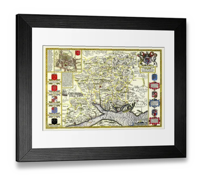 Framed Print : Old County Map of Hampshire 1611 by John Speed