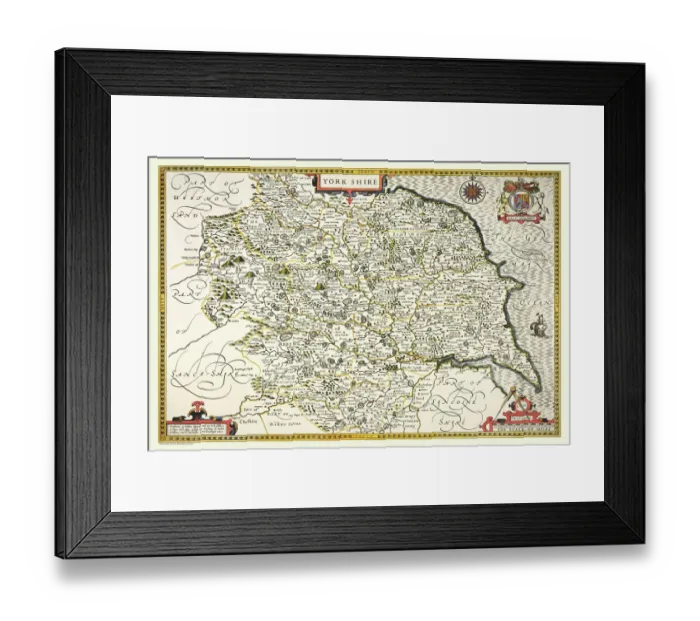 Framed Print : Old County Map of Yorkshire 1611 by John Speed
