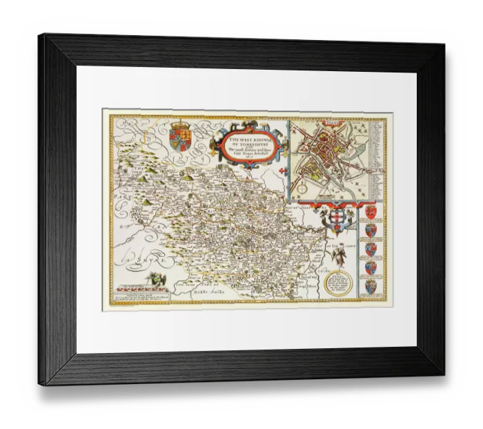 Framed Print : Old County Map of Yorkshire West Riding 1611 by John Speed