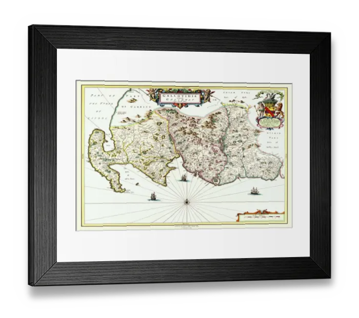 Framed Print : Old Map of Galloway Scotland 1654 by Johan Blaeu from the Atlas Novus Framed Print : Old Map of Galloway Scotland 1654 by Johan Blaeu from the Atlas Novus
