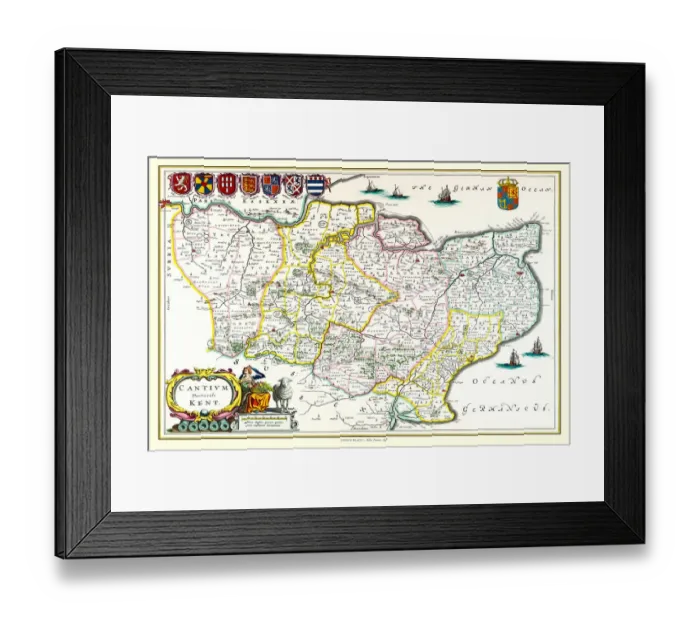 Framed Print : Old County Map of Kent 1648 by Johan Blaeu from the Atlas Novus Framed Print : Old County Map of Kent 1648 by Johan Blaeu from the Atlas Novus