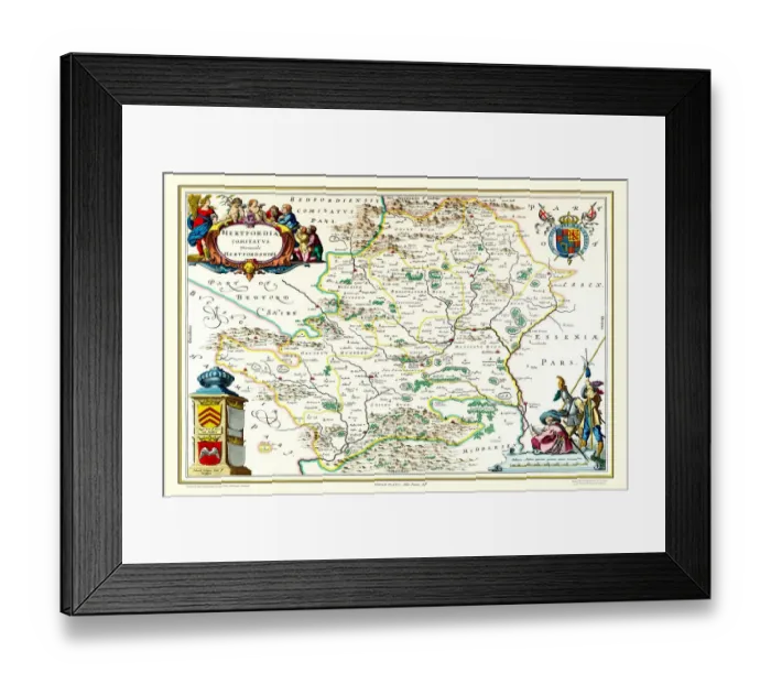 Framed Print : Old County Map of Hertfordshire 1648 by Johan Blaeu from the Atlas Novus Framed Print : Old County Map of Hertfordshire 1648 by Johan Blaeu from the Atlas Novus