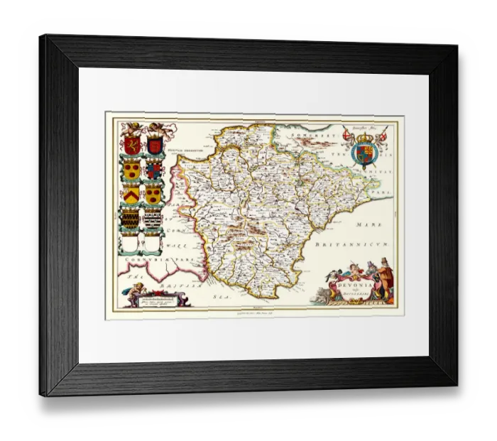 Framed Print : Old County Map of Devonshire 1648 by Johan Blaeu from the Atlas Novus Framed Print : Old County Map of Devonshire 1648 by Johan Blaeu from the Atlas Novus