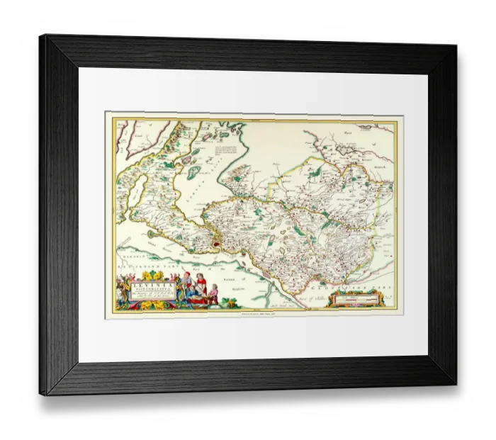 Framed Print : Old County Map of Dunbartonshire, formally called Dumbartonshire, Scotland 1654 by Johan Blaeu from the Atlas Novus