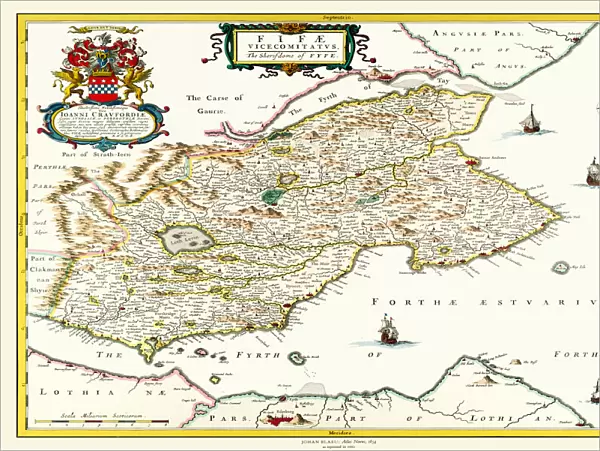 Old County Map of Fife 1654 by Johan Blaeu from the Atlas Novus