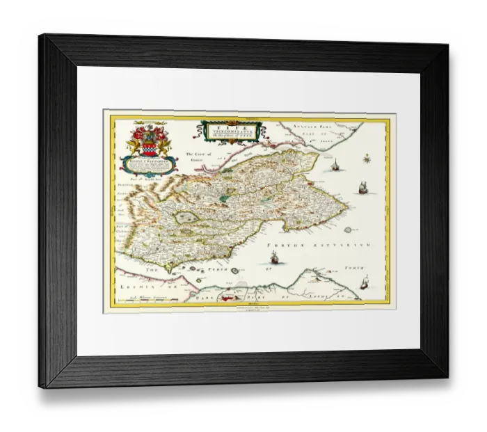 Framed Print : Old County Map of Fife 1654 by Johan Blaeu from the Atlas Novus Framed Print : Old County Map of Fife 1654 by Johan Blaeu from the Atlas Novus
