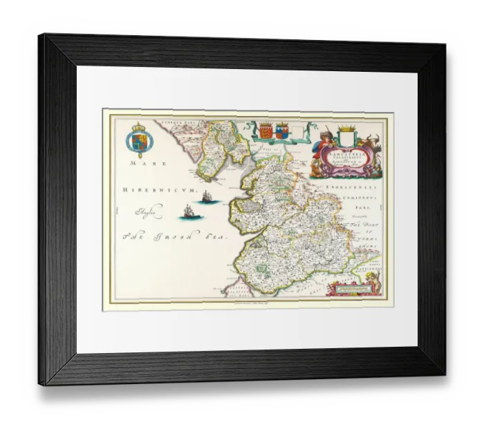 Framed Print : Old County Map of Lancashire 1648 by Johan Blaeu from the Atlas Novus Framed Print : Old County Map of Lancashire 1648 by Johan Blaeu from the Atlas Novus