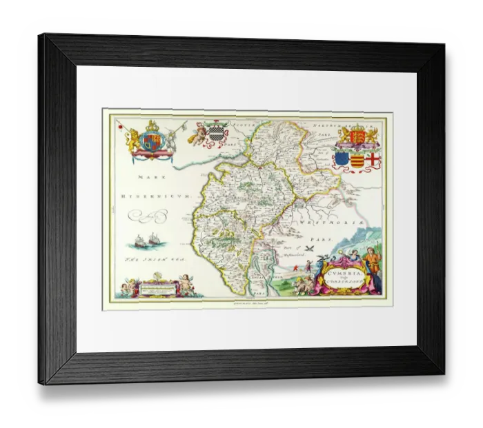 Framed Print : Old County Map of Cumbria 1648 by Johan Blaeu from the Atlas Novus Framed Print : Old County Map of Cumbria 1648 by Johan Blaeu from the Atlas Novus