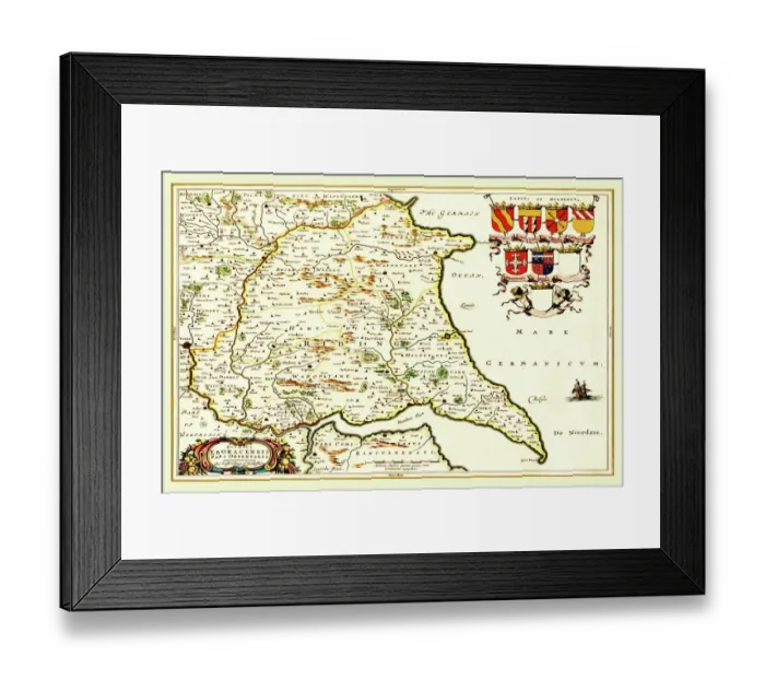 Framed Print : Old County Map of the East Riding of Yorkshire 1648 by Johan Blaeu from the Atlas Novus Framed Print : Old County Map of the East Riding of Yorkshire 1648 by Johan Blaeu from the Atlas Novus