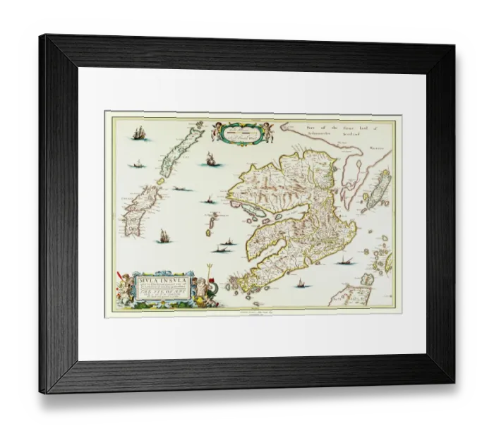 Framed Print : Old Map of the Isle of Mull Scotland 1654 by Johan Blaue from the Atlas Novus Framed Print : Old Map of the Isle of Mull Scotland 1654 by Johan Blaue from the Atlas Novus