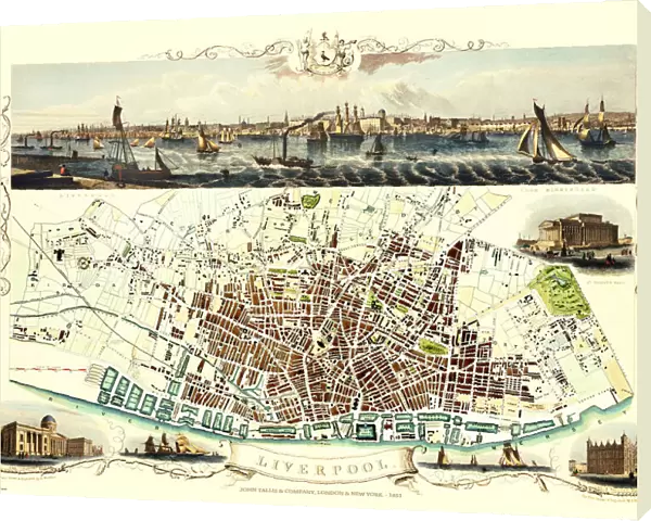 Old Map of Liverpool 1851 by John Tallis