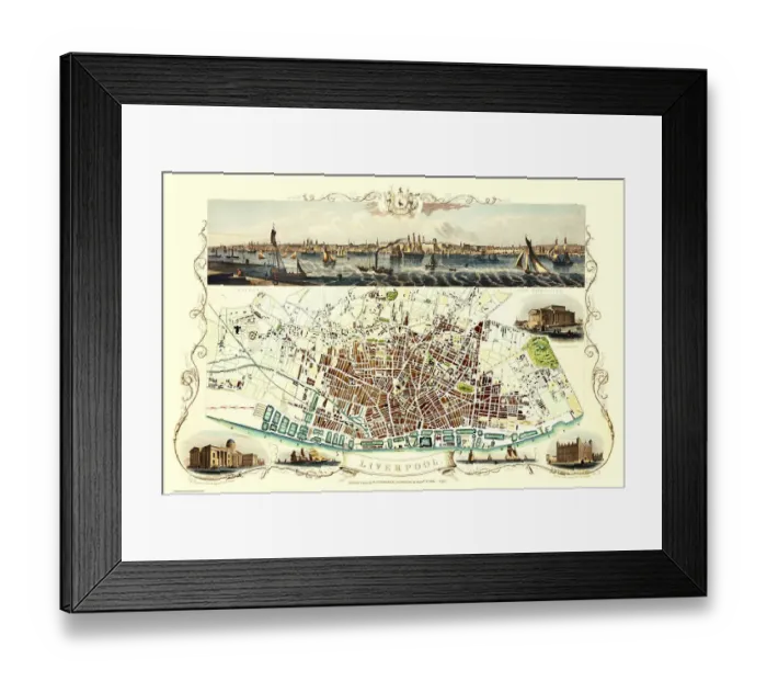 Framed Print : Old Map of Liverpool 1851 by John Tallis Framed Print : Old Map of Liverpool 1851 by John Tallis