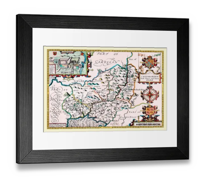 Framed Print : Old County Map of Carmarthenshire 1611 by John Speed Framed Print : Old County Map of Carmarthenshire 1611 by John Speed