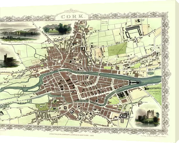 Old Map of Cork Ireland 1851 by John Tallis