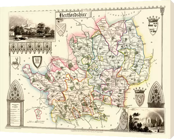 Old County Map of Hertfordshire 1836 by Thomas Moule