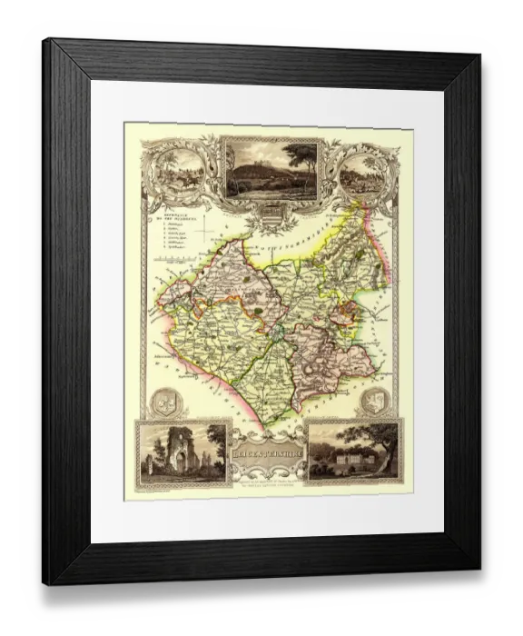 Framed Print : Old County Map of Leicestershire 1836 by Thomas Moule Framed Print : Old County Map of Leicestershire 1836 by Thomas Moule
